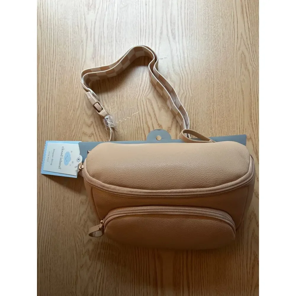 New Cloud Island Diaper Sling fanny pack Pearl/Tan Leather Look 10.5